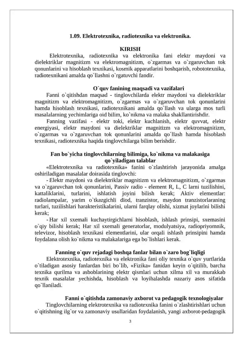 ELEKTROTEXNIKA, RADIOTEXNIKA VA ELEKTRONIKA 3