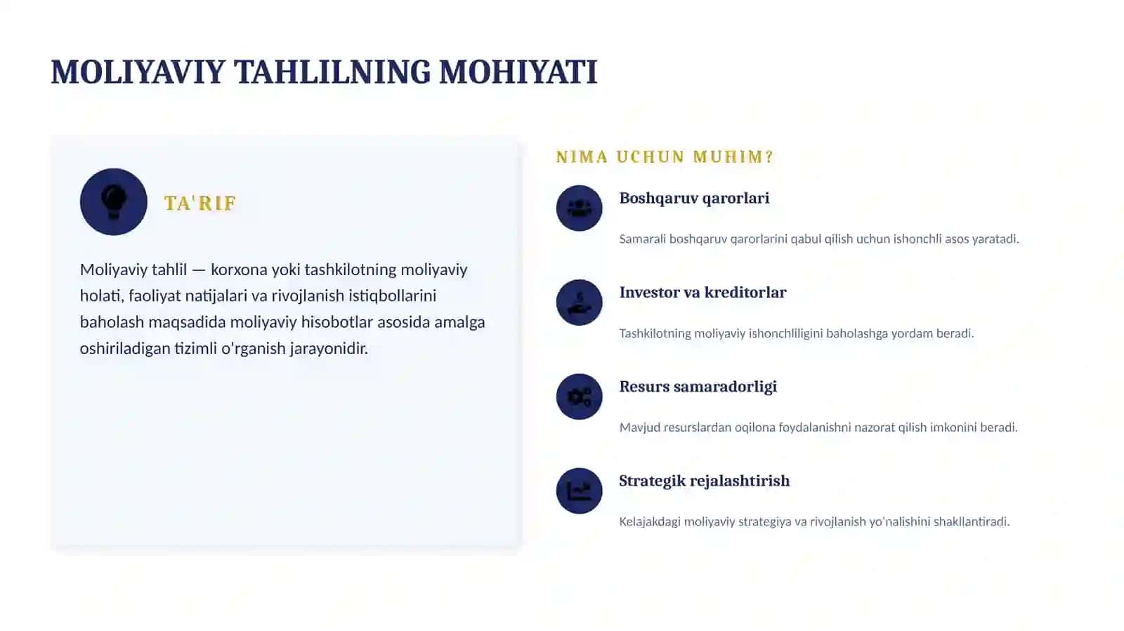 Moliyaviy tahlil va Byudjetlashtirish asoslari 3