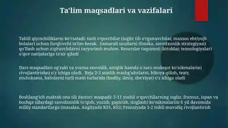 Boshlangich sinf ona tili dasturining tahlili 3