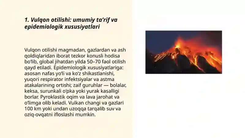Vulqon otilishi tabiiy ofatlari va Umumiy amaliyot shifokori birinchi yordami 3