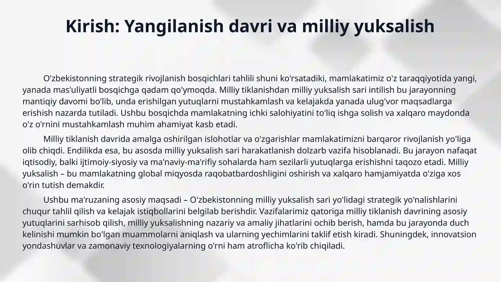 Yangilanayotgan Òzbekiston Milliy tiklanishdan-milly yuksalish sari 3