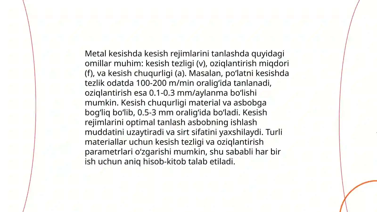 Metal kesishda kesish rejimlarini tanlash 3