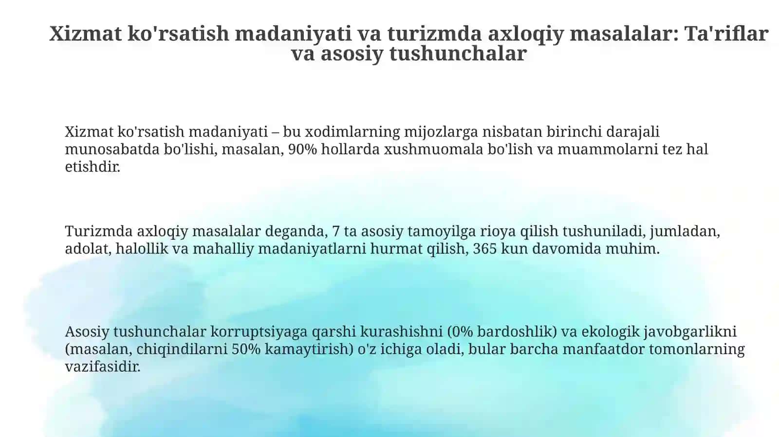 Turizmda xizmat korsatish madanyat va etika masalalari 3