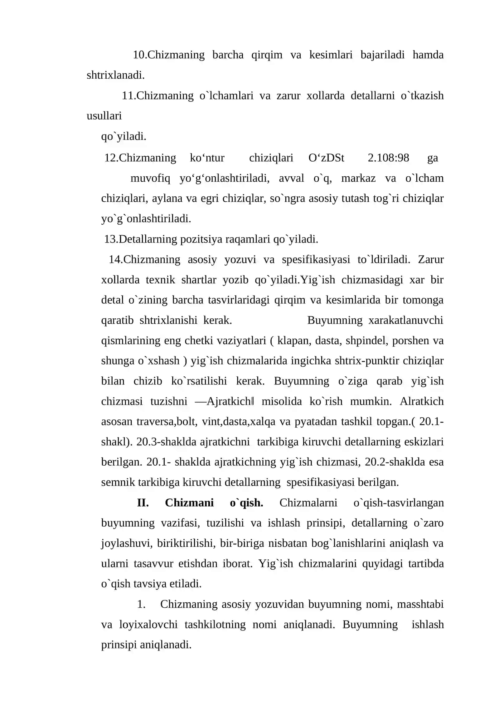 Yig`ish chizmalarini o`qish va detallarga ajratib chizish 3