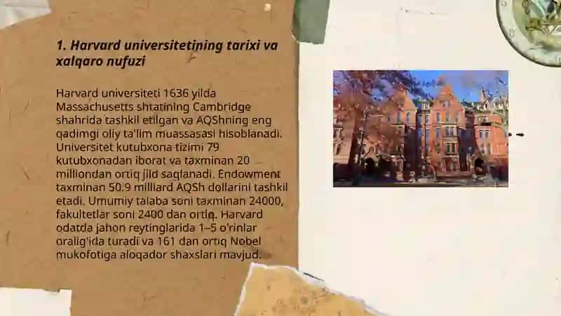 Harvard universitetining tarixi va xalqaro nufuzi 3