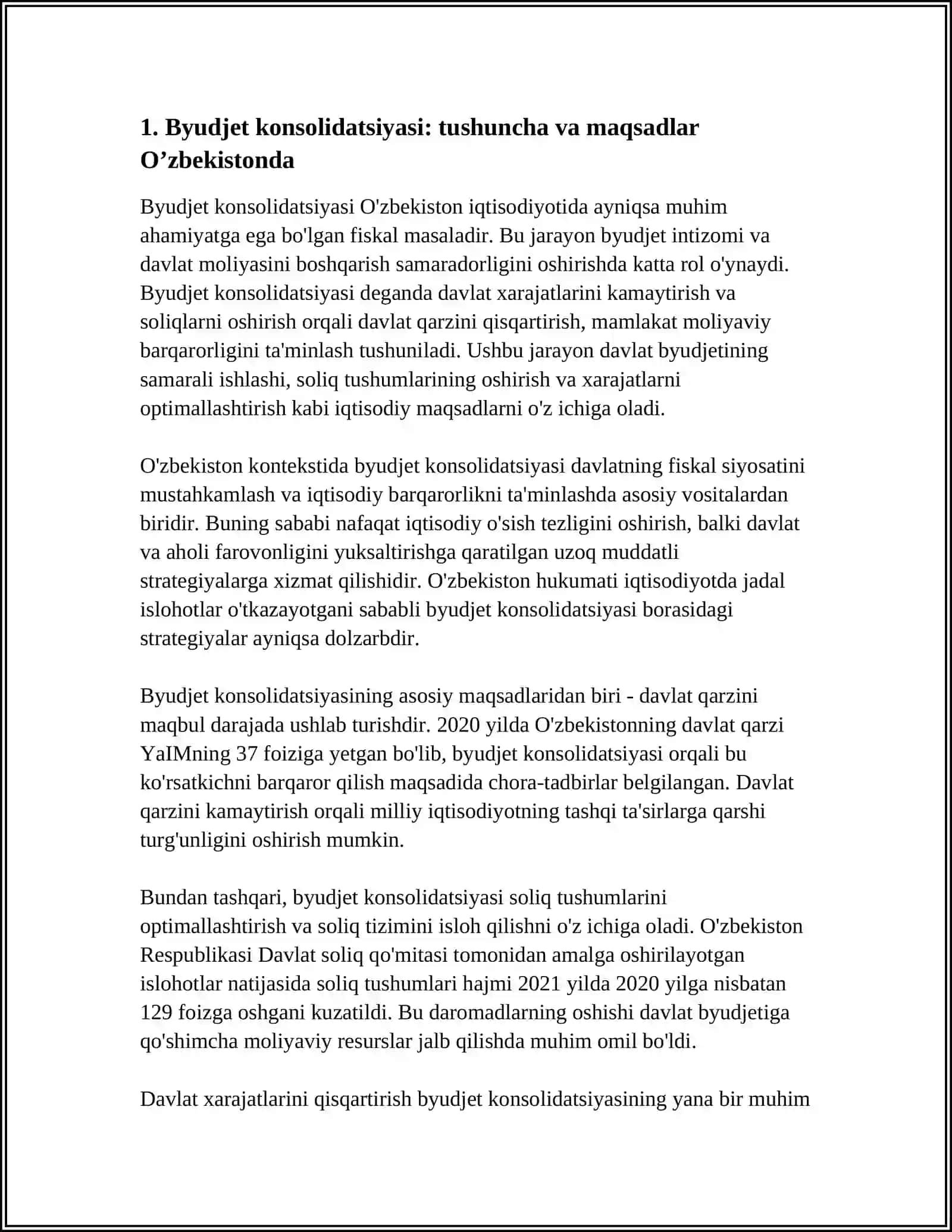 O’ZEKISTON IQTISODIYOTIDA FISKAL KONSOLIDOTSIYA VA BUDJET INTIZOMI MUAMMOLARI 3