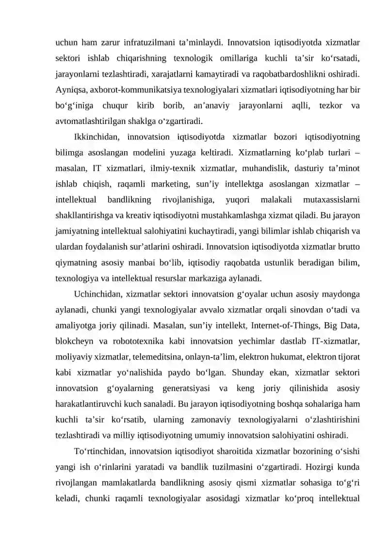 Innovatsion iqtisodiyotda xizmatlar bozorini rivojlantirish 3