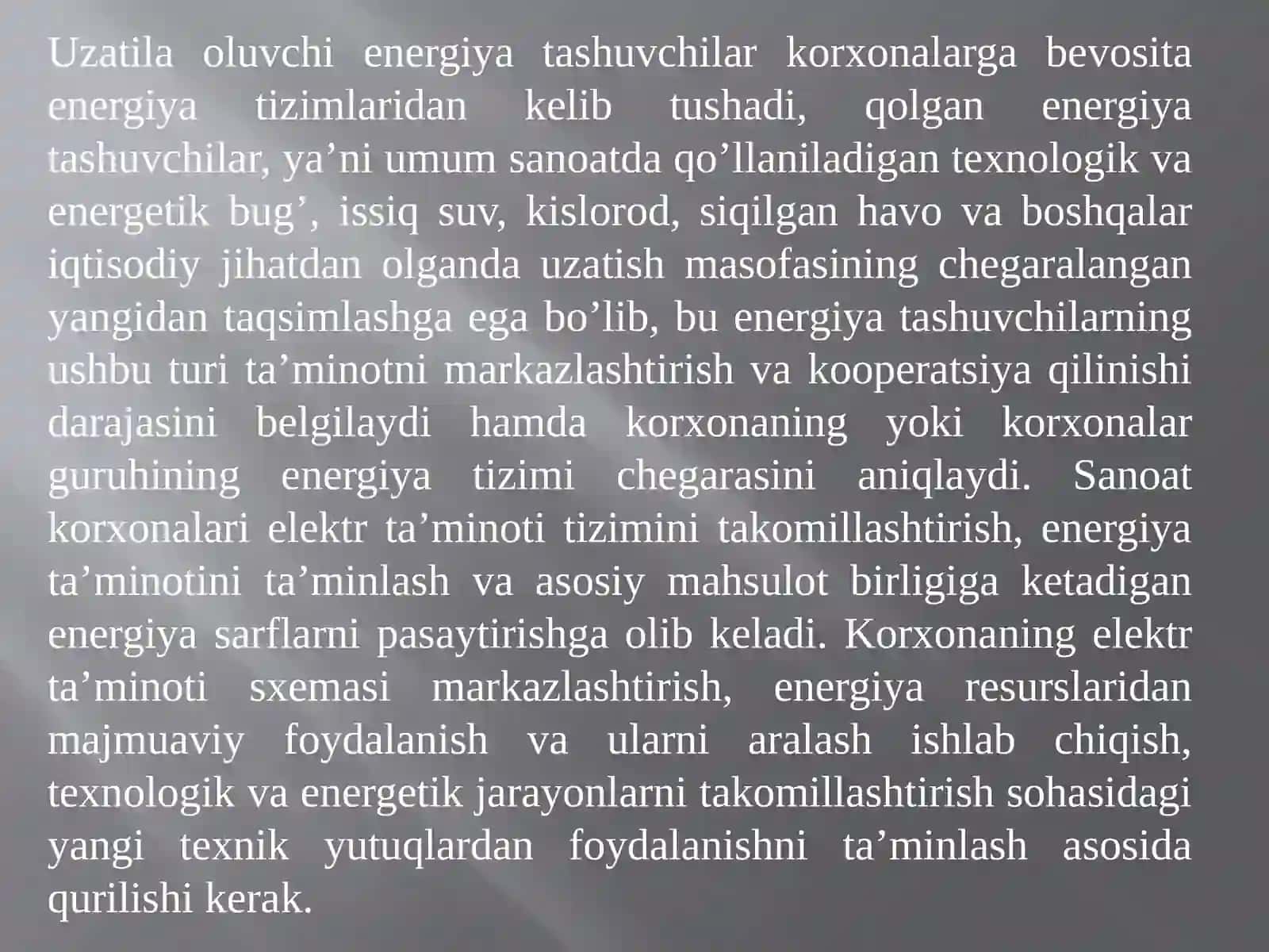 Sanoat korxonalarining energetik xo’jaligi. Elektr ta’minoti tizimida energiya hisobi va nazoratining avtomatlashtirilgan tizimlari 3