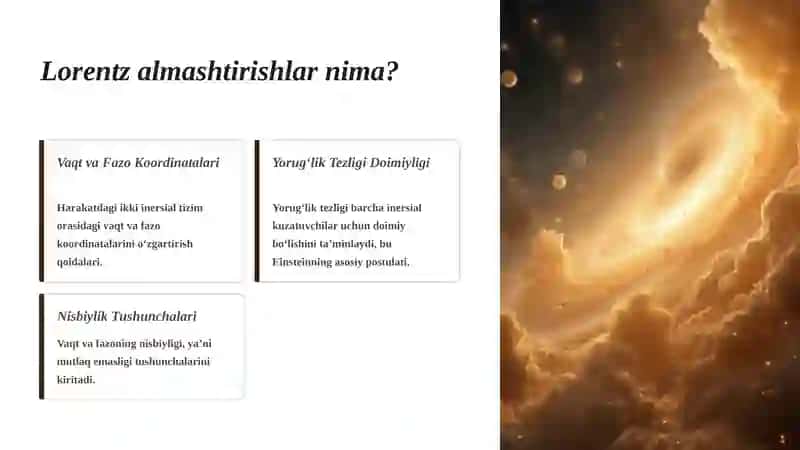 Lorentz almashtirishlar 3
