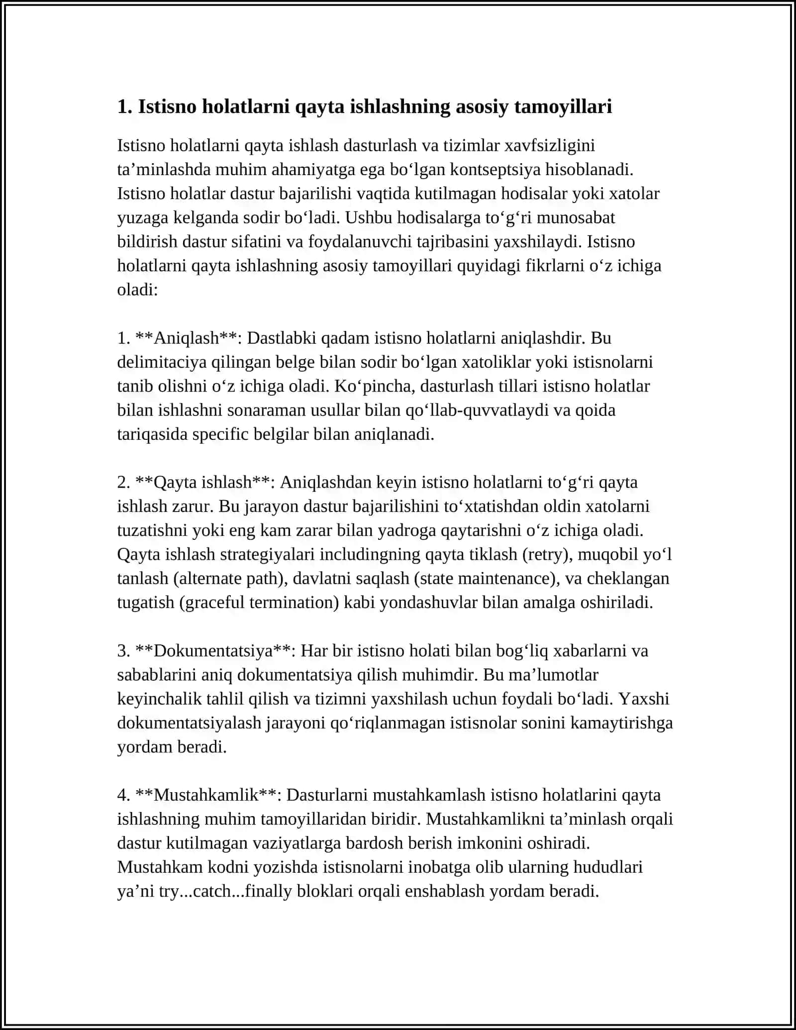 ISTISNO HOLATLARNI QAYTA ISHLASH 3
