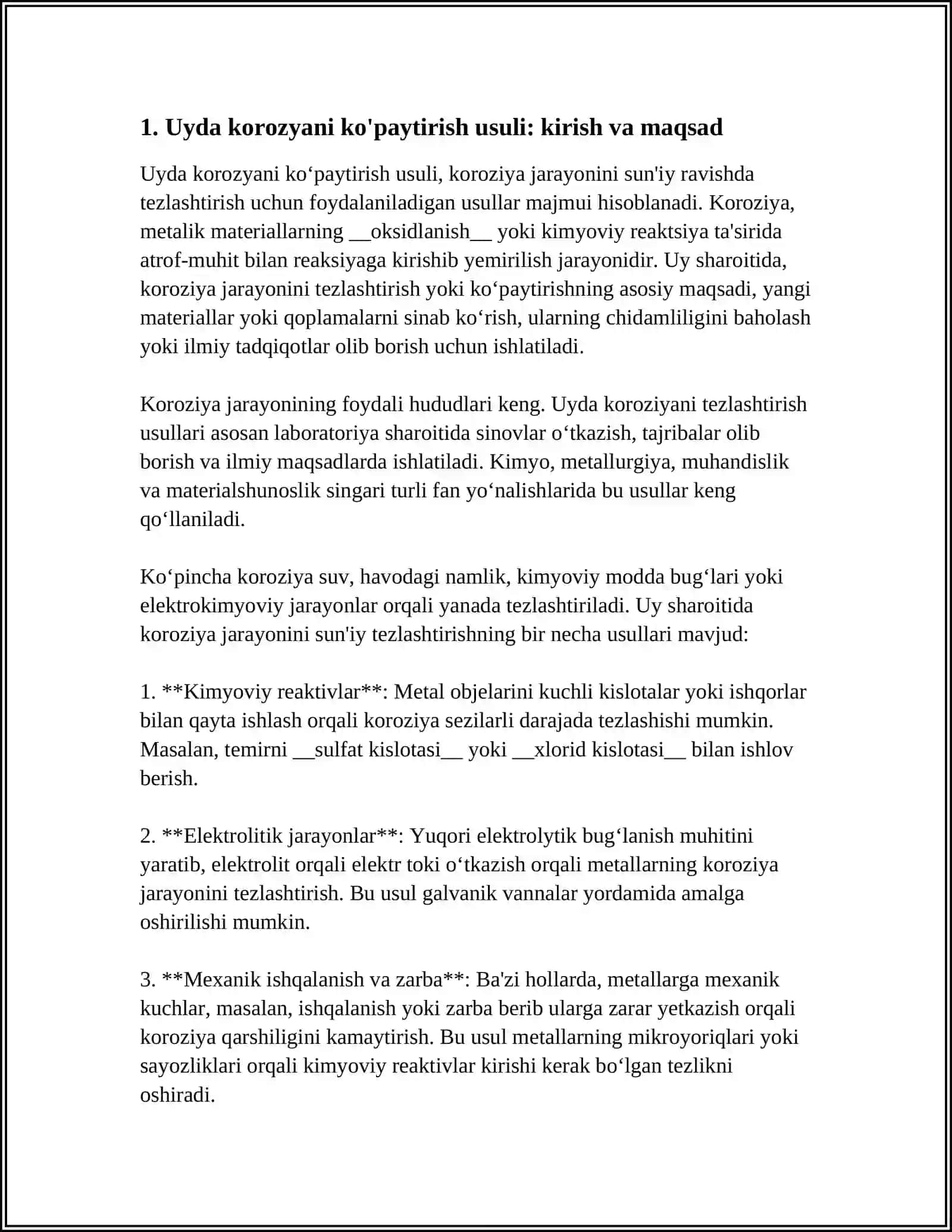 UYDA KOROZYANI KOPAYTIRISH USULI 10 BETLI YOZ 3