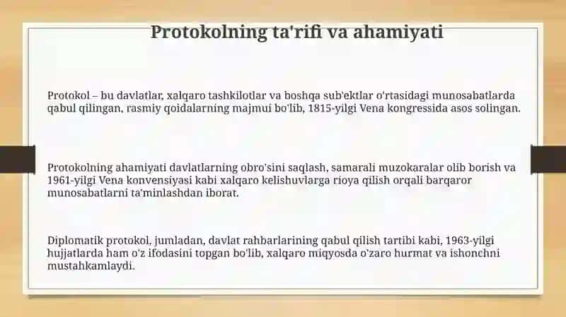 Diplomatiya pratakol asosiy tshunchalar va xalqaro meyorlar 3