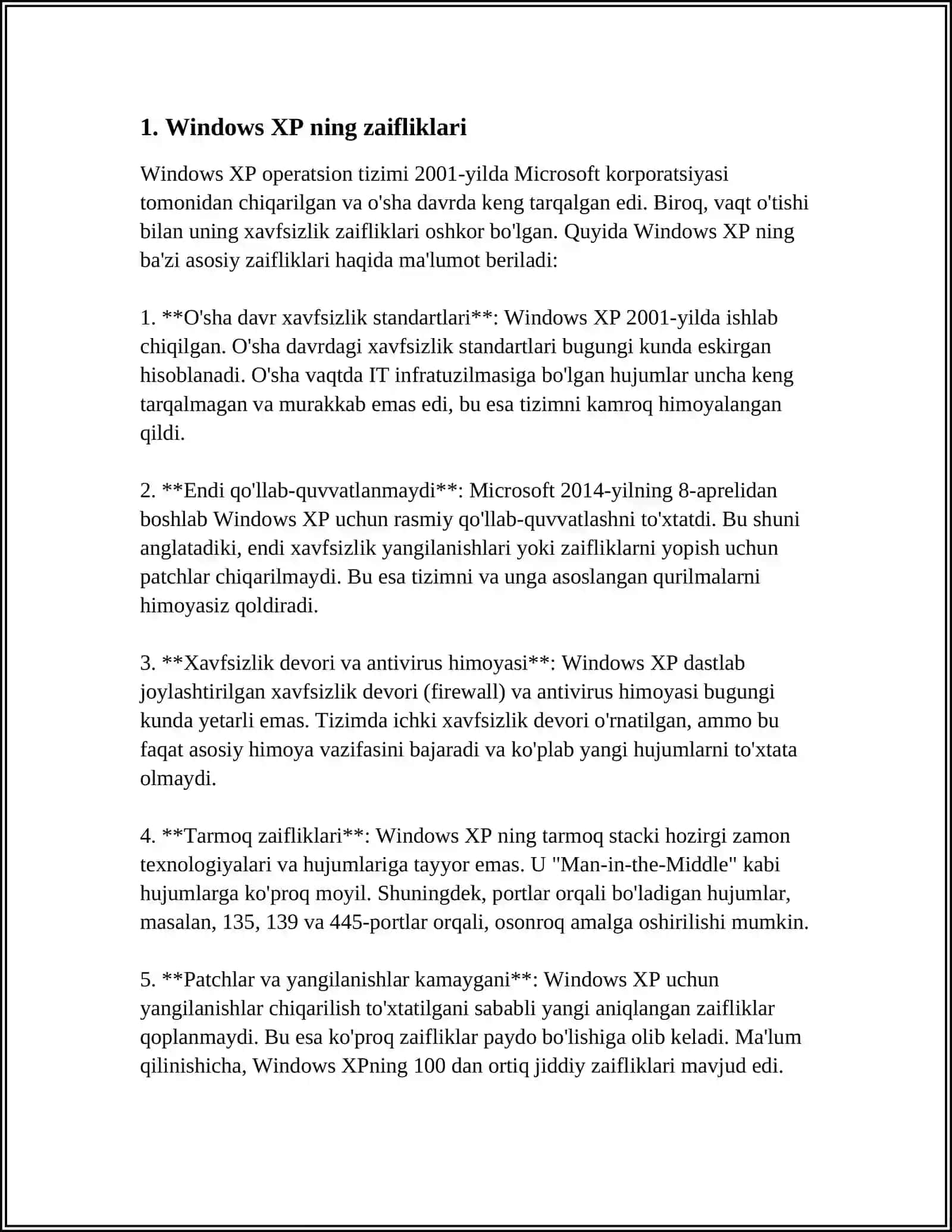 WINDOWS XP OT DA RISKLARNI BAHOLASH UCHUN GALSTUK BABOCHKA USULIDAN FOYDALANIB GRAFIK TUZISH 3