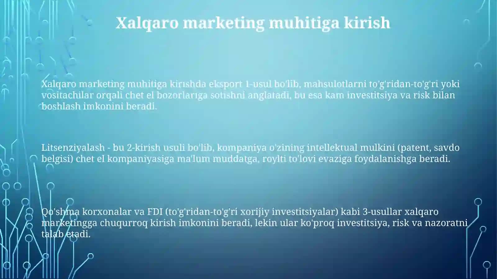 Xalqaro marketing muhiti va unga ta’sir qiluvchi omillar 3