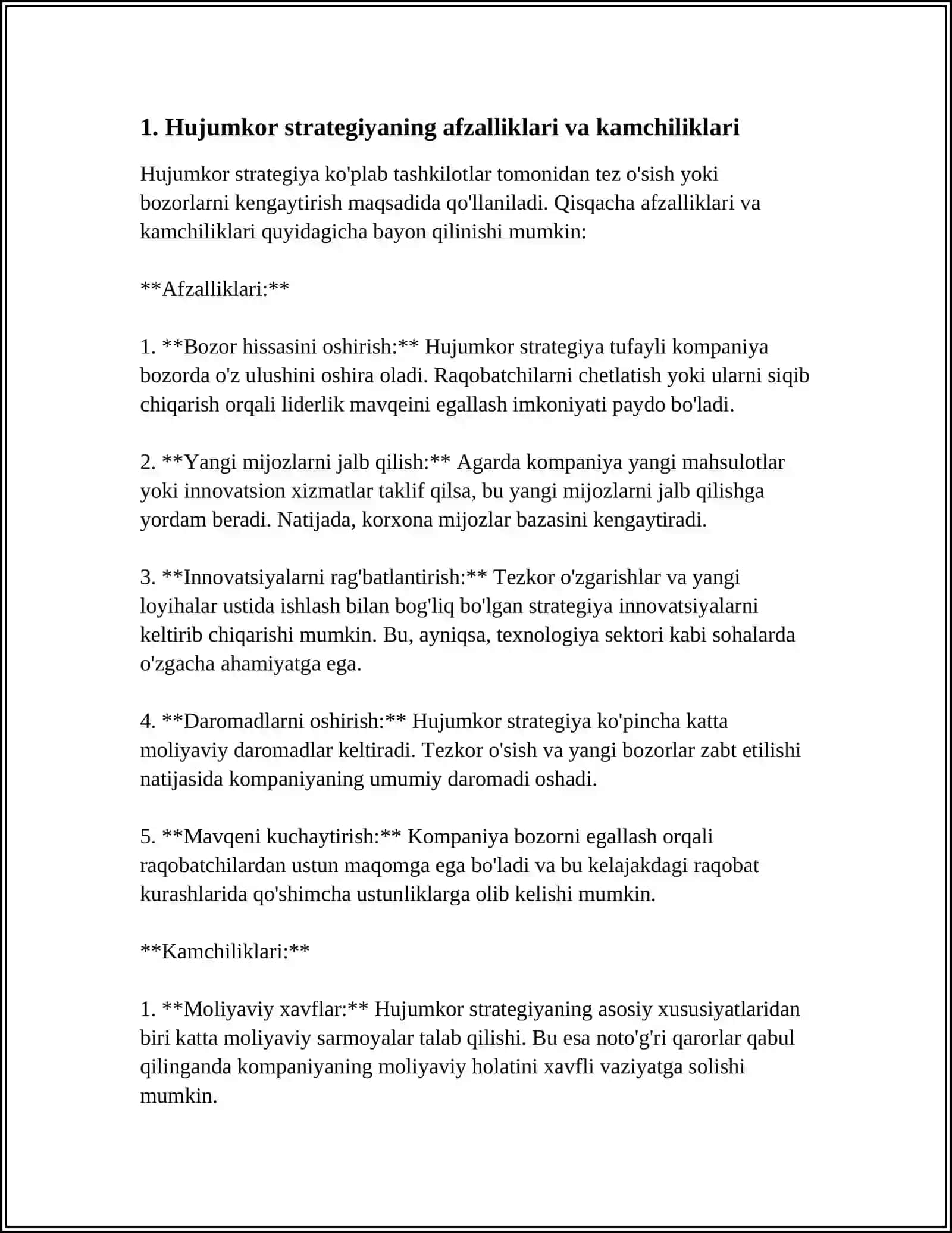 KOMPANIYANING HUJUMKOR, MUDOFAA, KUTISH VA KO'RISH, ARALASH STRATEGIK HULQ-ATVOR POZITSIYALARI 3