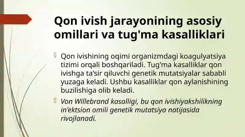 Qon ivish omillarining tug'ma kasalliklari 3