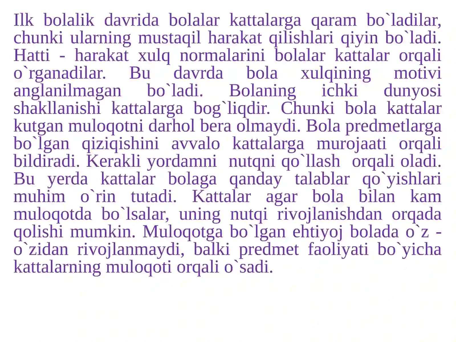 Ilk bolalik davrida muloqotning o`ziga xosligi 3