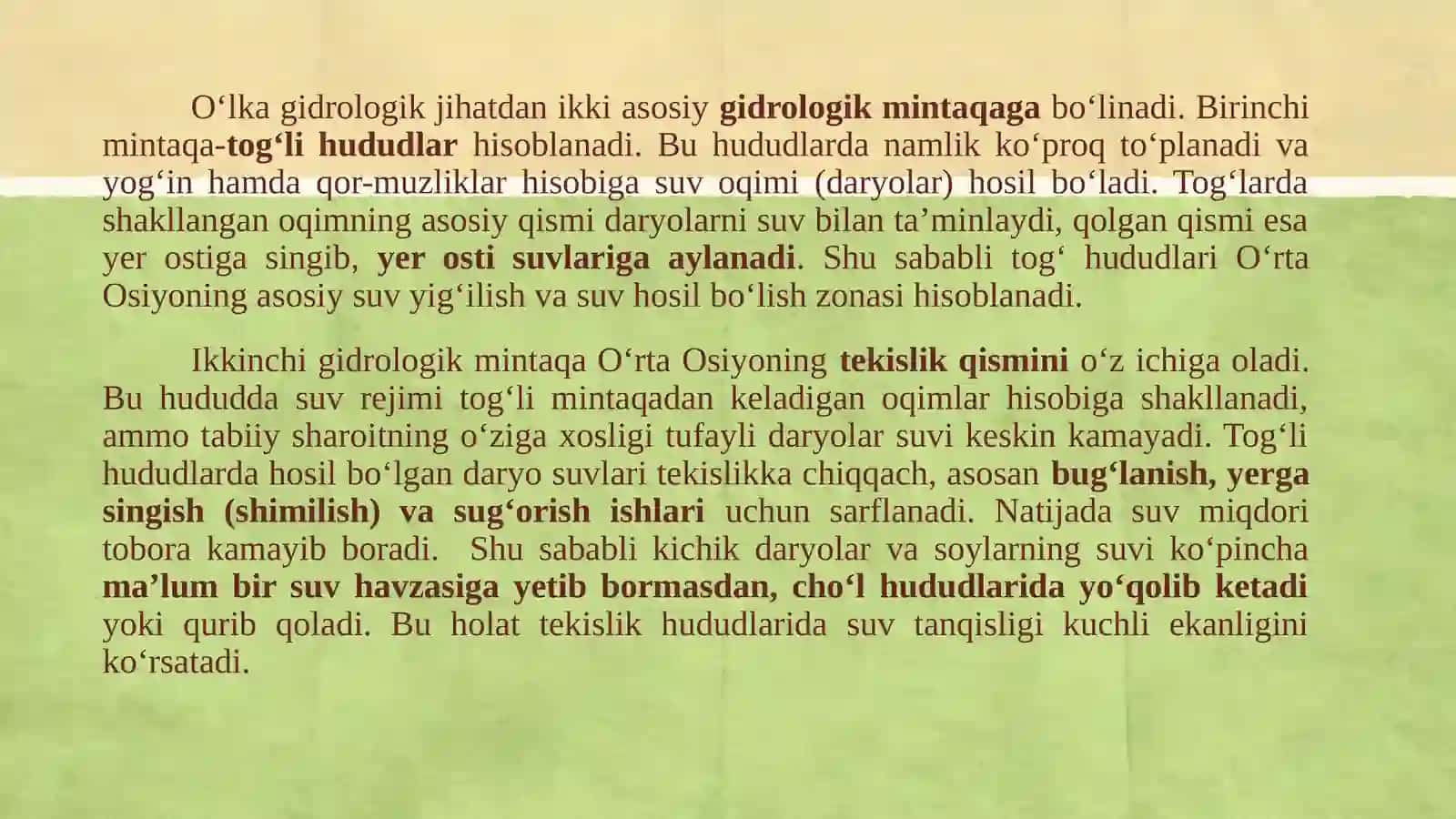O’rta Osiyo daryolarining umumiy tavsifi, to’yinish manbalari 3
