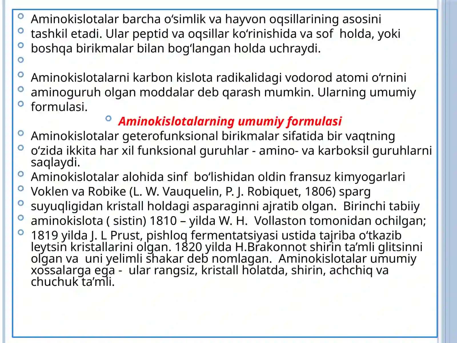 Aminokislotalarning kimyoviy xossalari 3