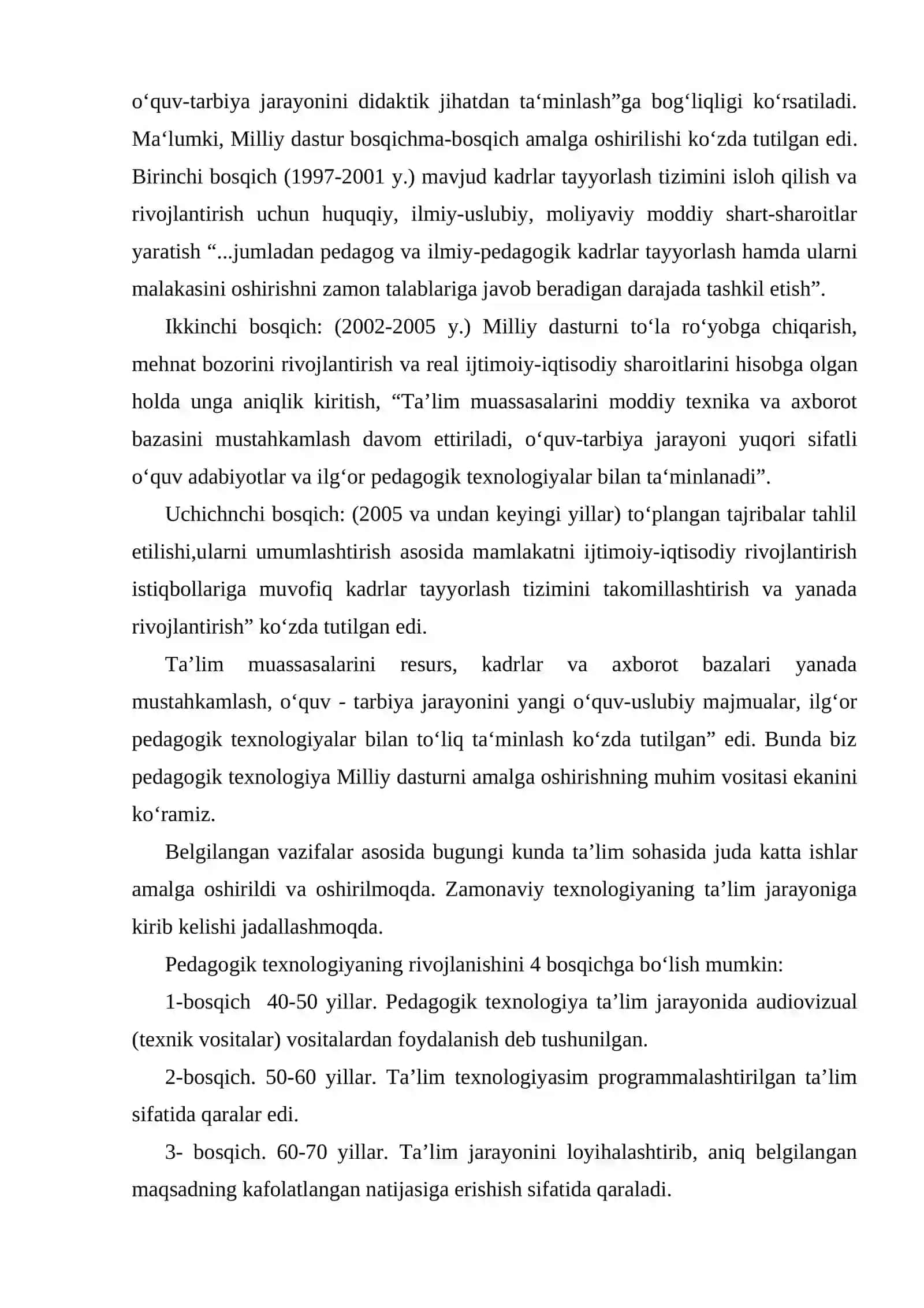 PEDAGOGIK FAOLIYATNI TEXNOLOGIYALASHTIRISH – IJTIMOIY ZARURIYAT EKANLIGI 3