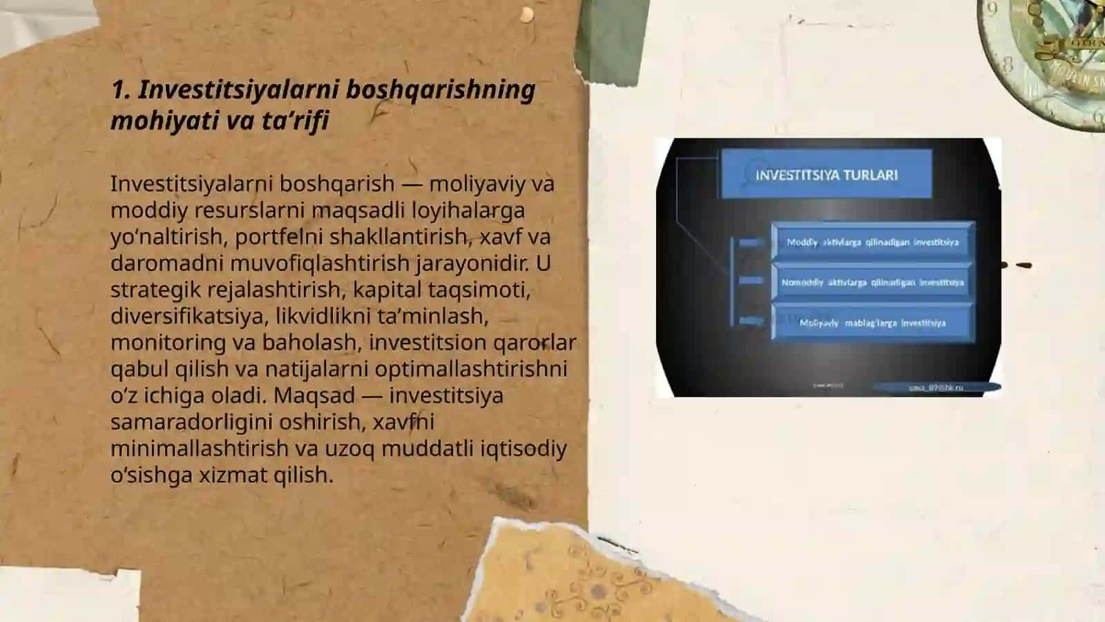 Investitsiyalarni boshqarishning mohiyati, maqsadlari va vazifalari 3