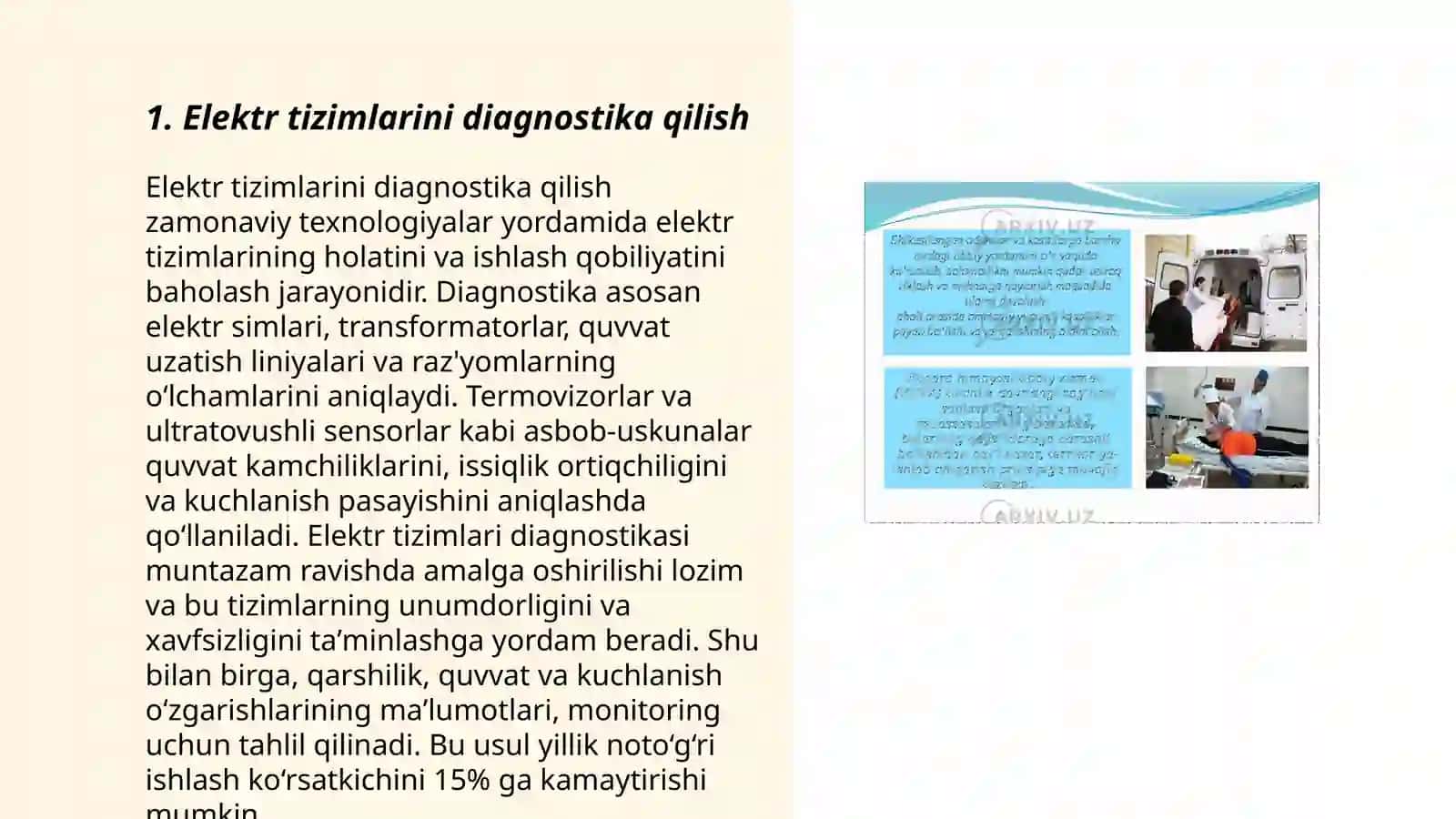 QXMning tarkibidagi elektr jihozlariga texnik xizmat ko'rsatish usullarini o‘rganish 3
