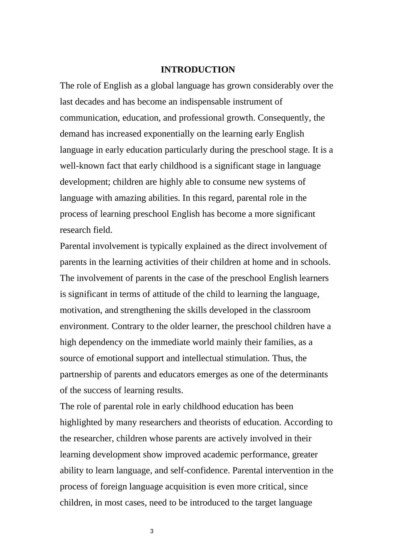 Parental Involvement in Preschool English Learning 3