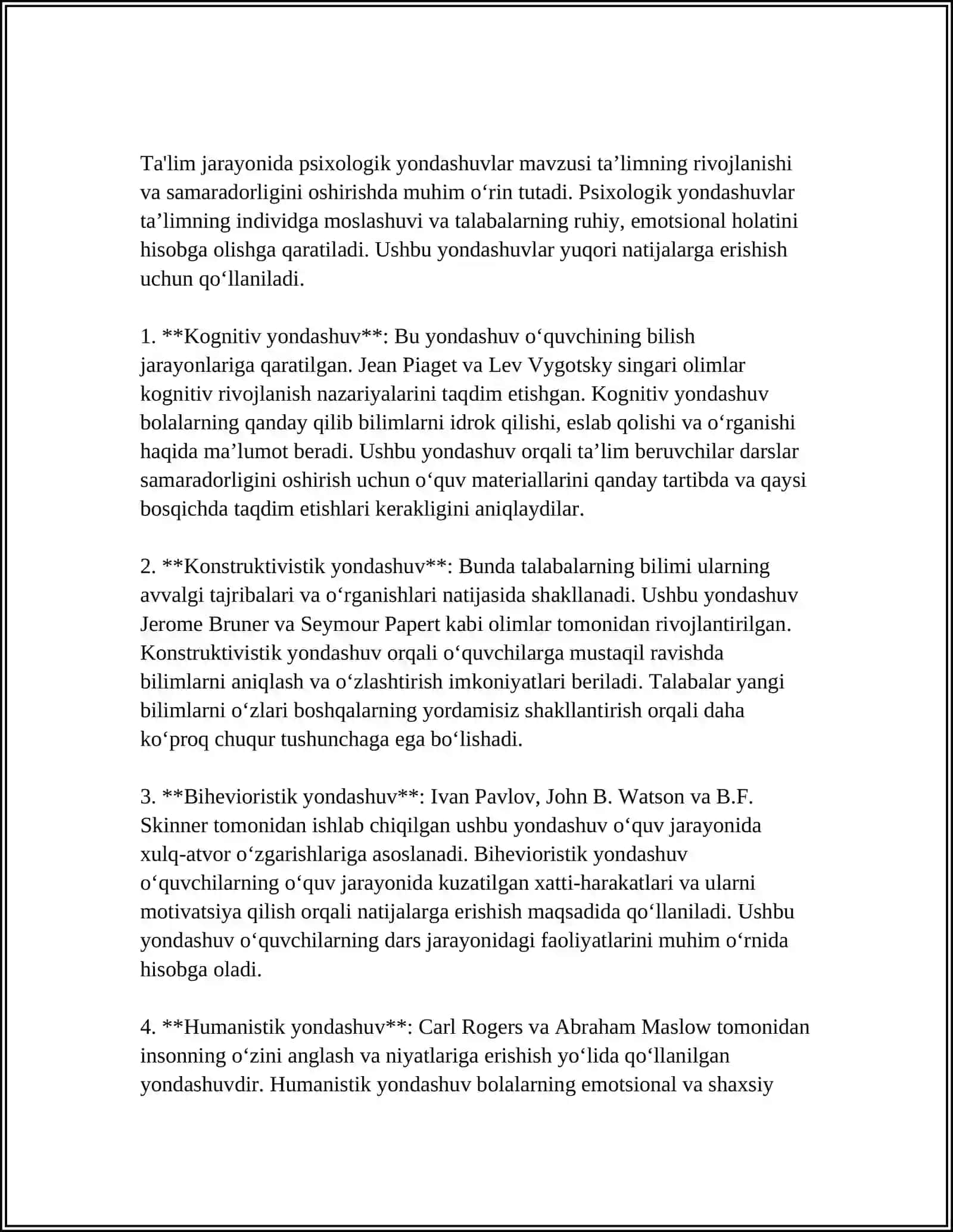 MUSTAQIL ISH Mavzu: PEDAGOGIK PSIXOLOGIYADAN ASOSIY MUOMMOLARI 3