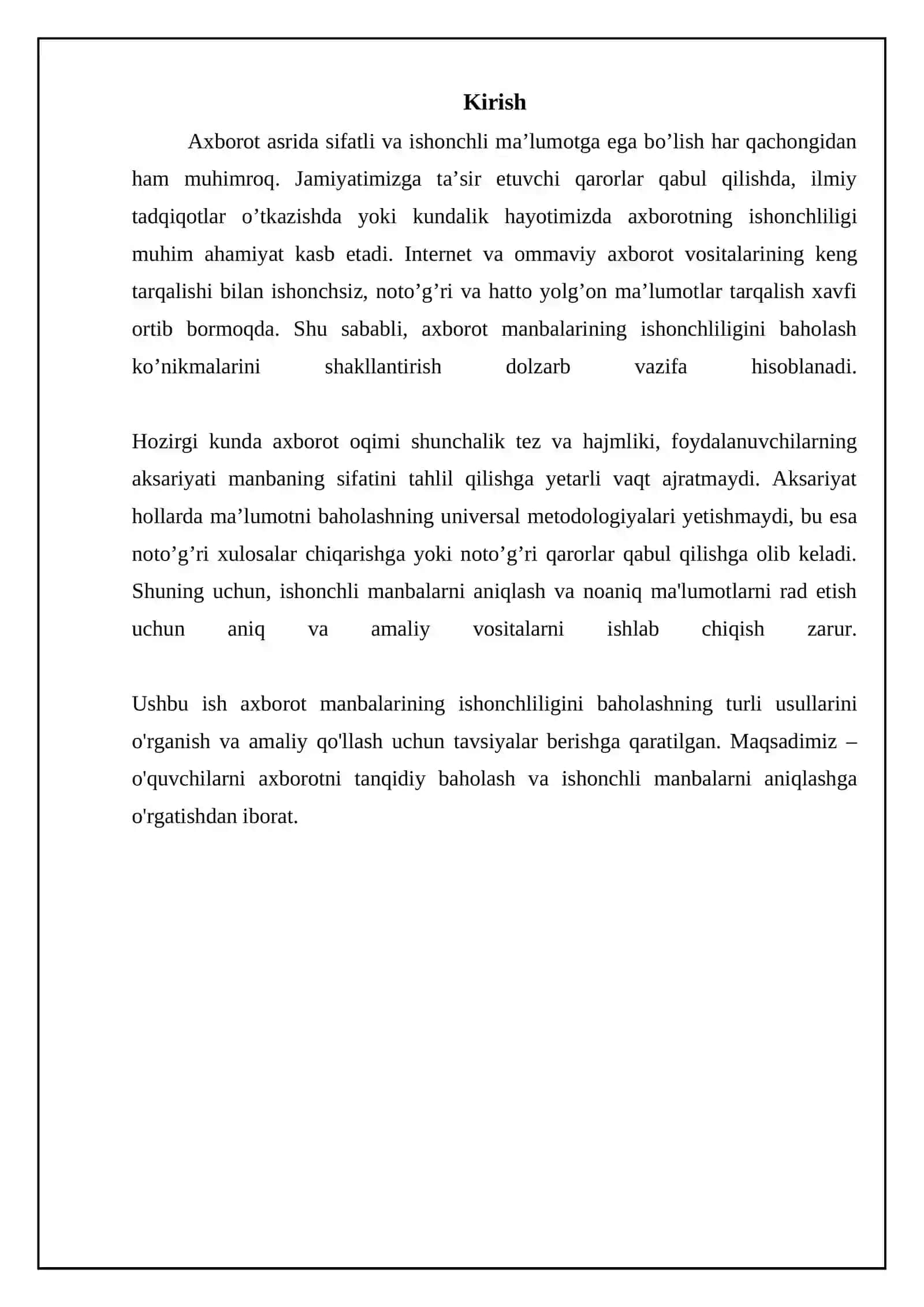 Axborot manbalarining ishonchliligini baholash usullari 3