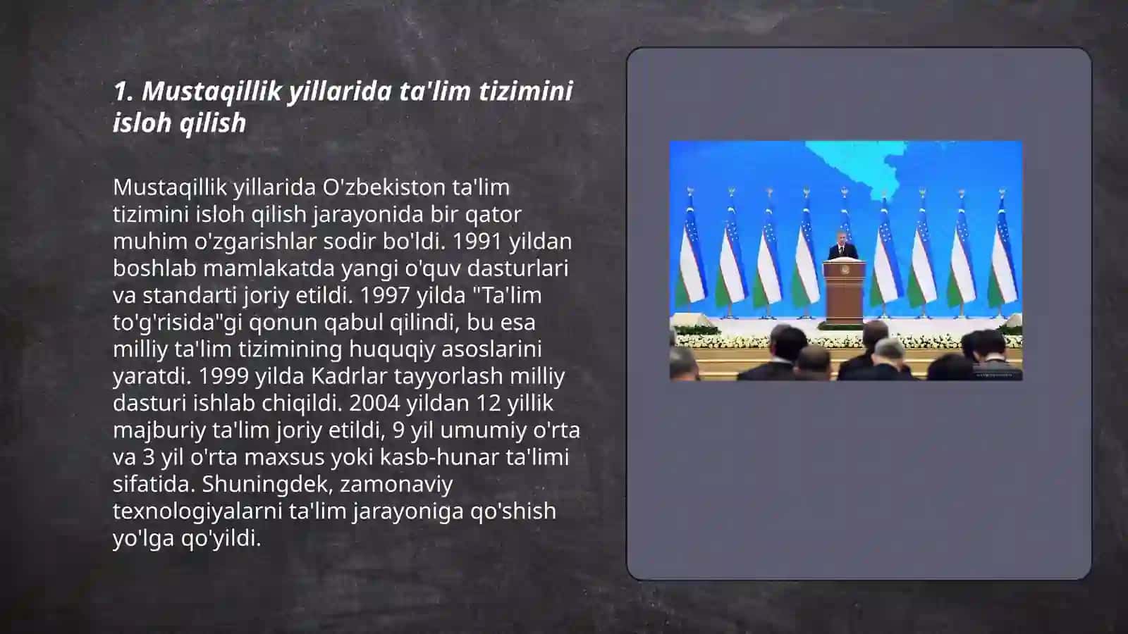 O'ZBEKISTON RESPUBLIKASIDA TA'LIM SOHASIDA AMALGA OSHIRILGAN ISLOHOTLAR 3