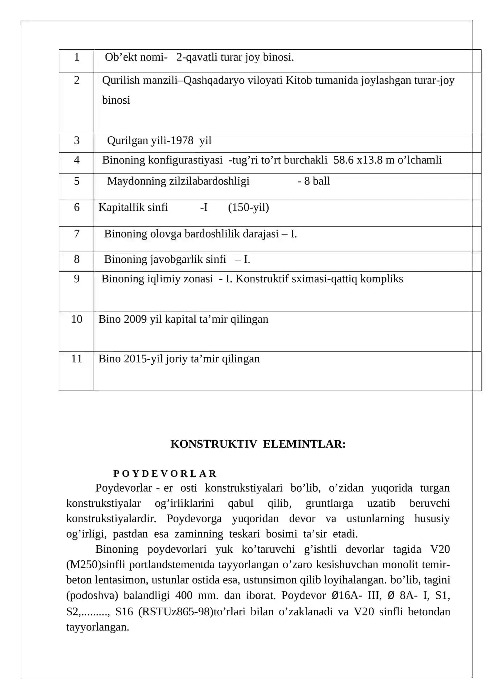 Binoni jismoniy eskirishini aniqlash va baholash 3