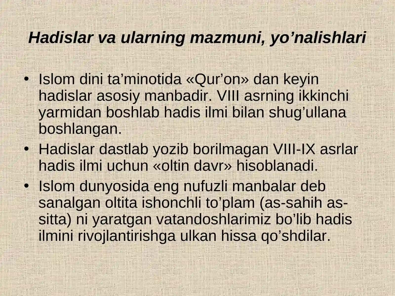 MUHADDISLARNING HADIS ILIMIGA QÓSHGAN HISSALAR 3