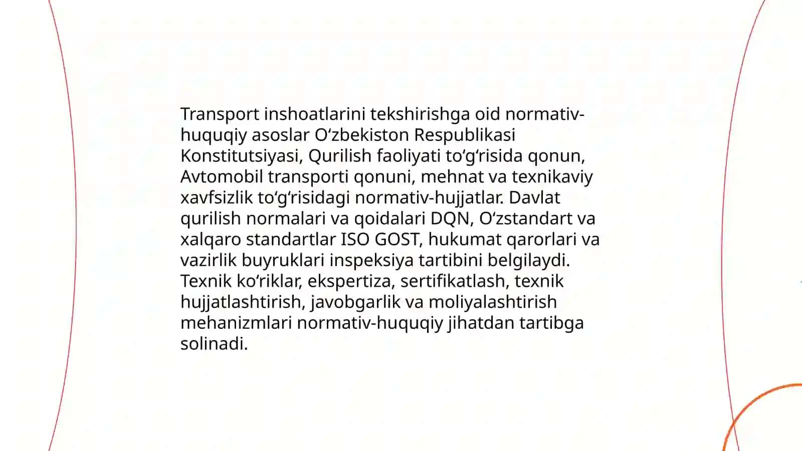 Transport inshoatlarini tekshirishni tashkil etish 3