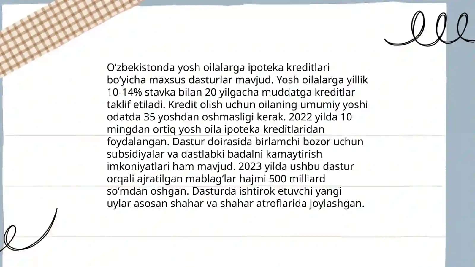 Yosh oilalarga ipoteka kreditlari 3