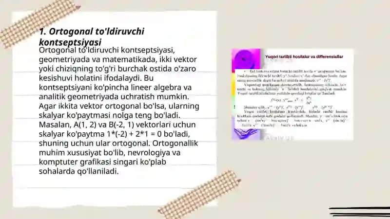 Ortogonal tóldruvchi va uning xossalari 3