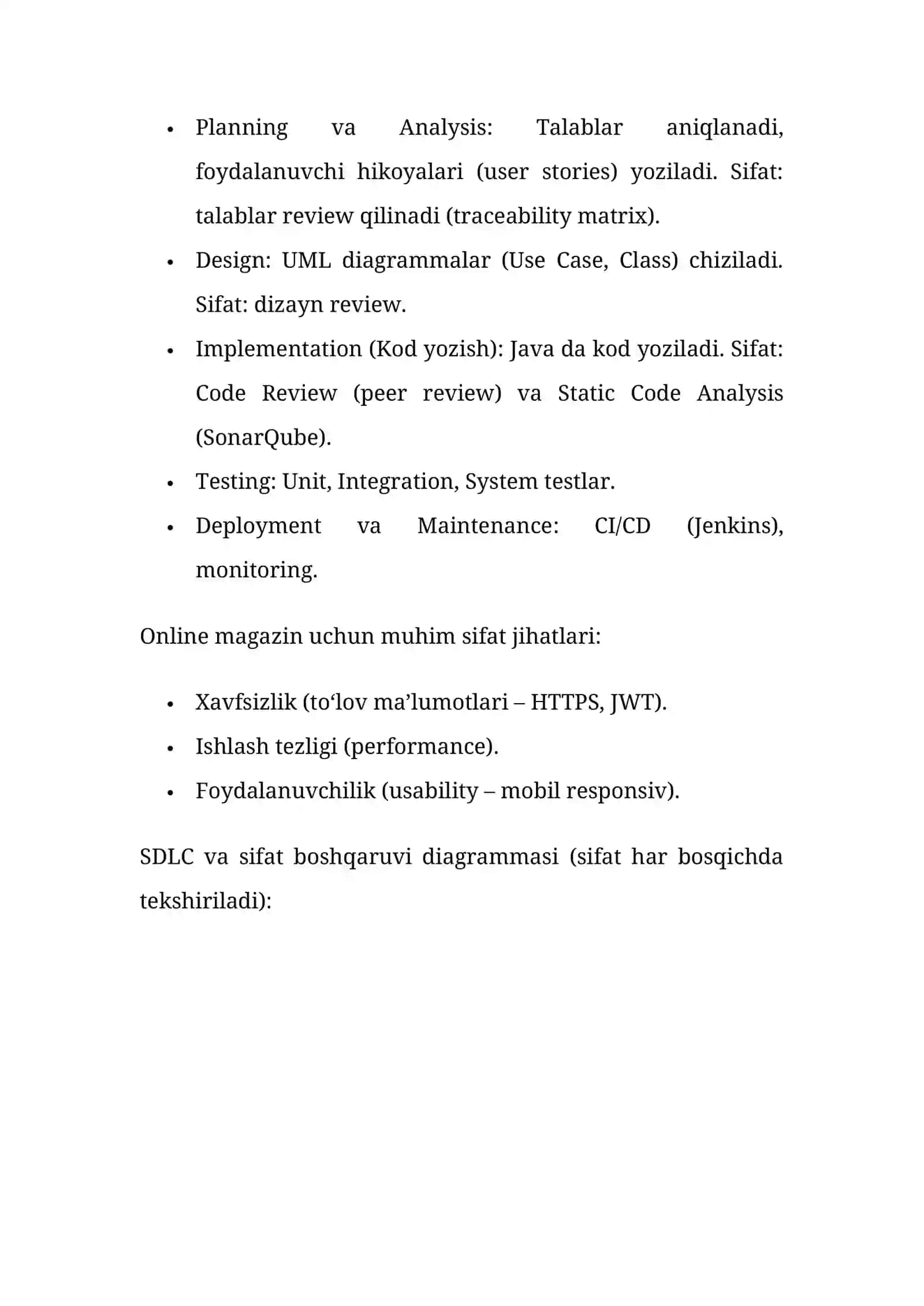 Dasturiy taʼminotni ishlab chiqarish jarayonida sifatni boshqarish (Software Quality Management – SQM) 3
