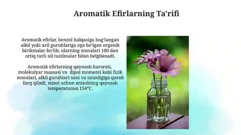 Aromatik efirlar haqida 3