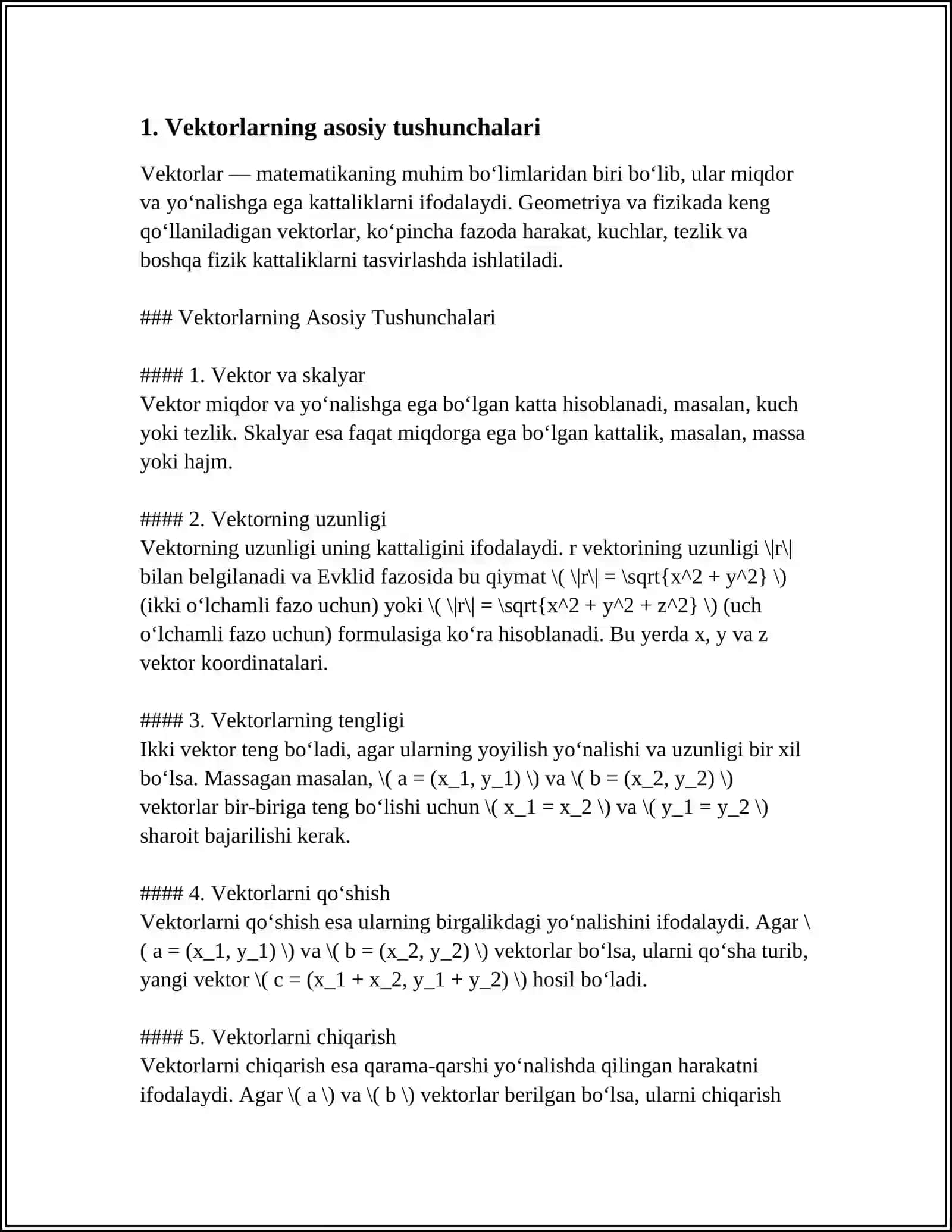 VEKYORLARNING TURLI MASALALARGA TADBIQI 3