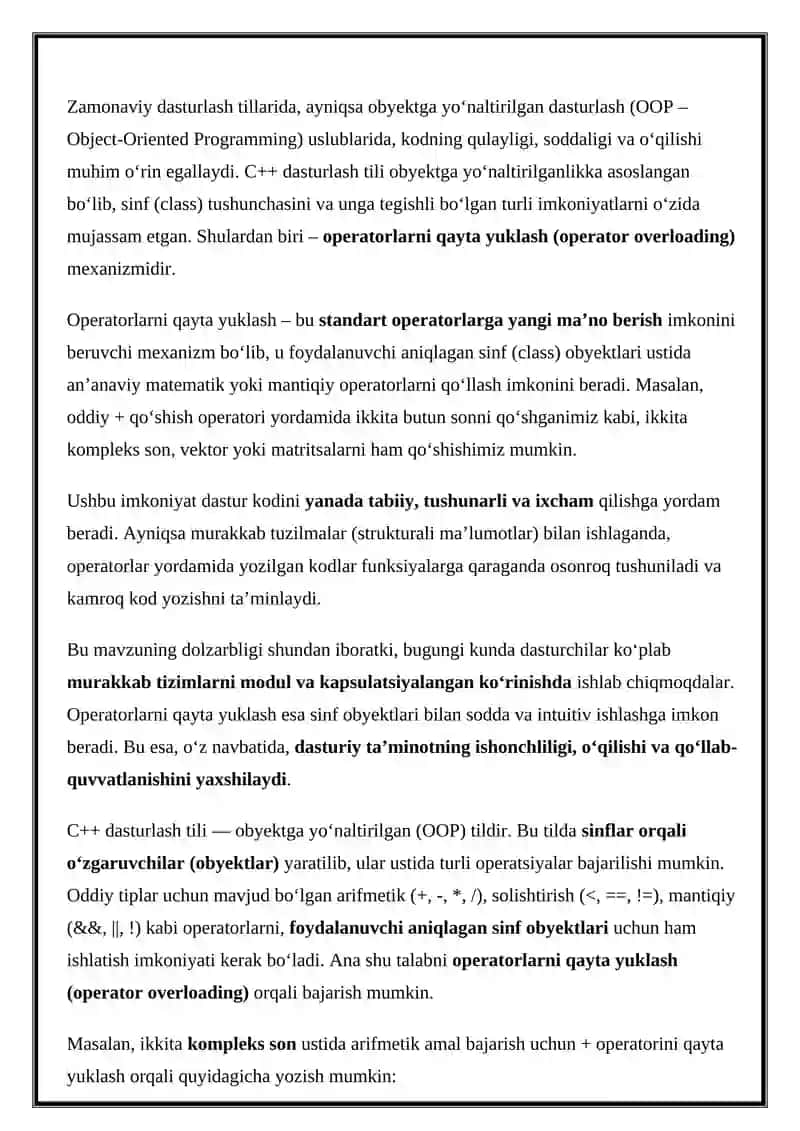 Operatorlarni qayta yuklash afzalliklari nimada? 3