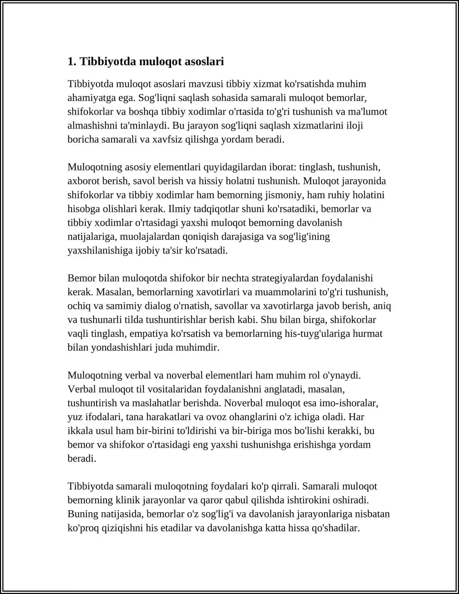 Tibbiyotda muloqot asoslari 3