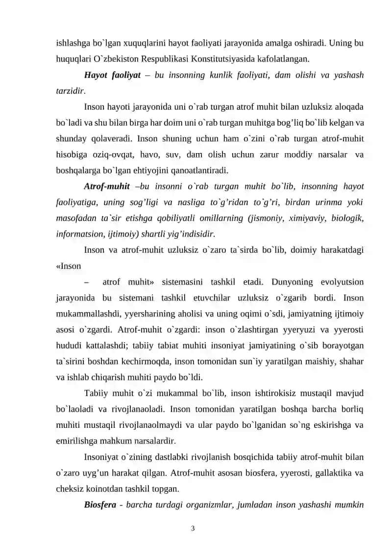 Hayot faoliyati xavfsizligini ta’minlash asoslari 3