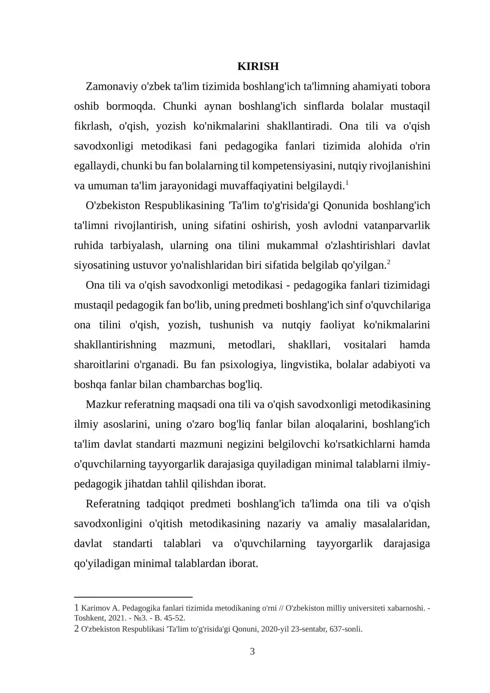 Ona Tili va o'qish Savodxonligi Metodikasining Ilmiy Asoslari va Boshlang'ich Ta'lim Davlat Standarti Mazmuni Negizini Belgilovchi Ko'rsatkichlar 3