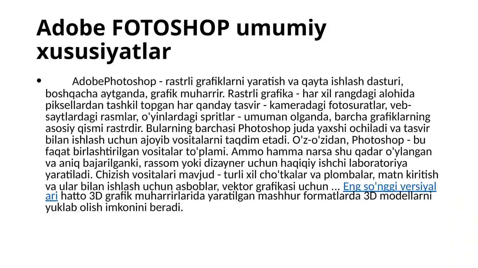 Kompyuter grafikasi fanidan kurs ishi: “Kompyuter grafikasi haqida tushuncha. Adobe Photoshop grafik muharriri 3