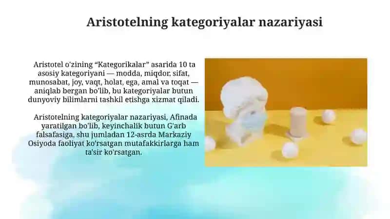 Aristotel, Farobiy va Kant ontologiyasida kategoriyalarning tasnifi 3