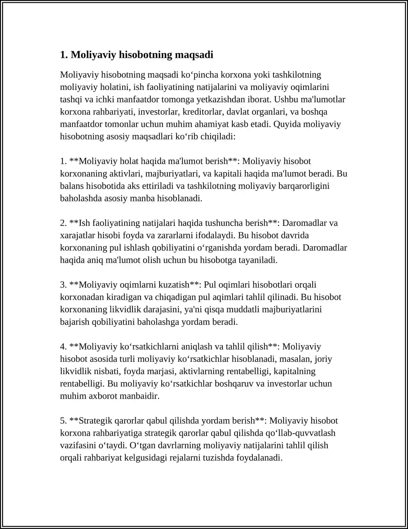 Moliyaviy Hisobotning Maqsadi va Vazifalari 3