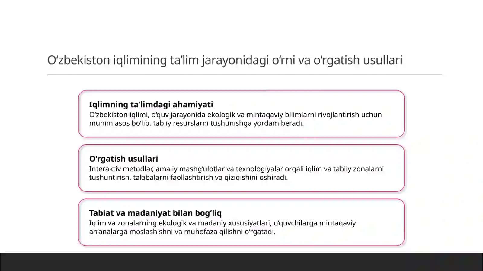 Oʻzbekistoniqlimivatabiatzonalarixaqidadarsoʻtishusullari 3