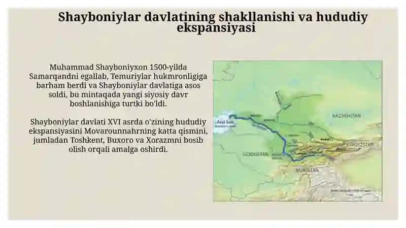 Shayboniylar davrida o'rta osiyoning tarixiy geografiyasi 3
