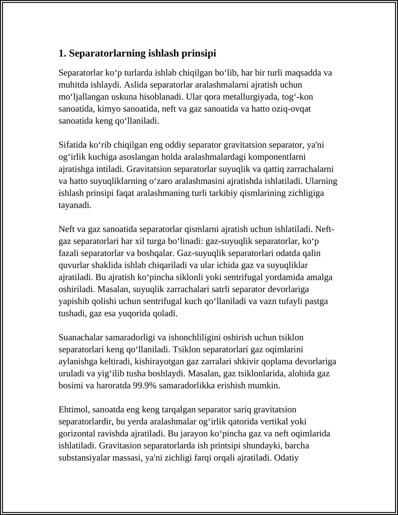 PAXTA TOZALASH KORXONALARIDA ISHLATIJADIGAN SEPARATORLARI 3