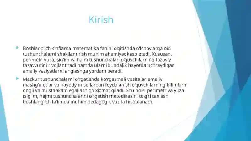 Boshlang'ichsinflardaperitmetvayuza(Sig'im,hajm)tushunchalarinio'rgatishmetodikasi 3