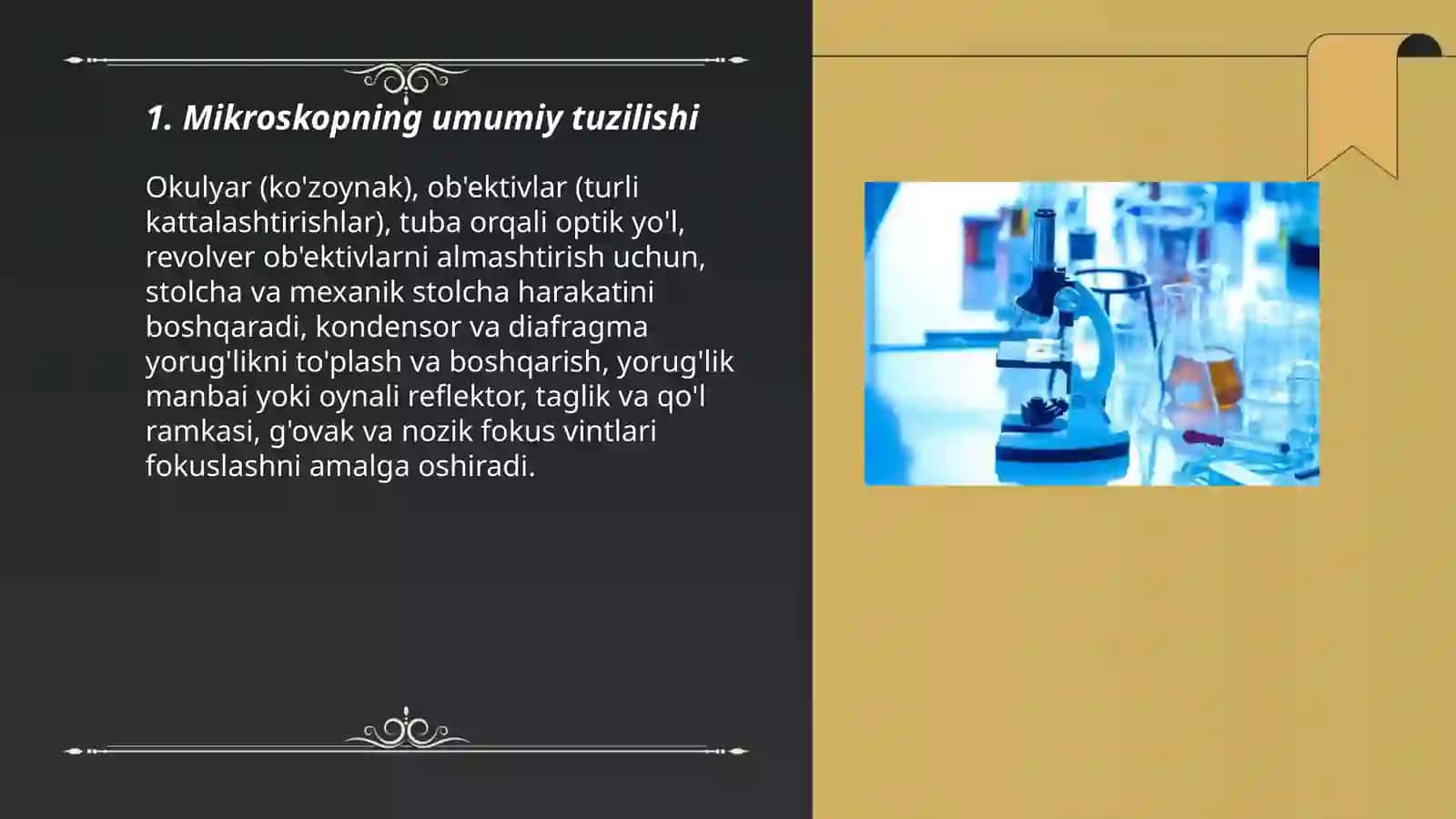Mikraskop tuzulishi va uning kattalashtirishi 3